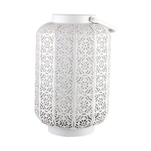 anrust bucket metal lanterns hanging, outdoor garden lanterns, metal lantern table lantern for garden, patio, yard relaxing atmosphere on calm nights without led (white)