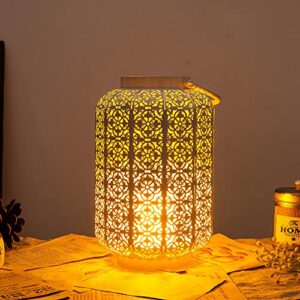 ANRUST Bucket Metal Lanterns Hanging, Outdoor Garden Lanterns, Metal Lantern Table Lantern for Garden, Patio, Yard Relaxing Atmosphere on Calm Nights Without LED (White)