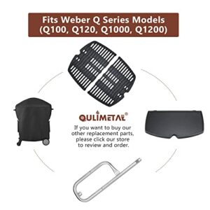 QuliMetal 60040 Grill Burner and 6558 Cooking Griddle for Weber Q100, Q120, Q140, Q1000, Q1200, Q1400 Series Gas Grills