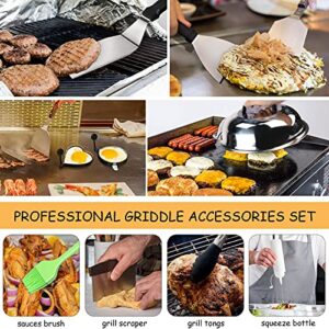 Acmind Blackstone Griddle Accessories Kit, 26 PCS Griddle Grill Tools Set for Outdoor grill and Camp Chef, Stainless Steel Flat Top Griddle Accessories Set with Spatula, Basting Cover and Carrying Bag