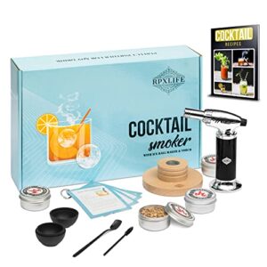 cocktail smoker kit with torch, old fashioned smoker kit, bourbon smoker kit, made of 100% wood, add a touch of class to your cocktail making, no butane