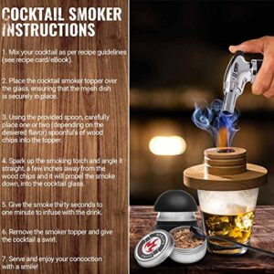 Cocktail Smoker Kit With Torch, Old Fashioned Smoker Kit, Bourbon Smoker Kit, Made of 100% Wood, Add a Touch of Class to Your Cocktail Making, No Butane
