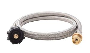 flame king ss-qcc-1lb 5-ft steel braided hose, 1 lb to 20 lb adapter, connects portable appliances to standard propane qcc1/type1 tank