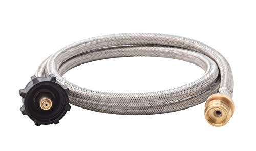 Flame King SS-QCC-1LB 5-FT Steel Braided Hose, 1 lb to 20 lb Adapter, Connects Portable Appliances to Standard Propane QCC1/Type1 Tank