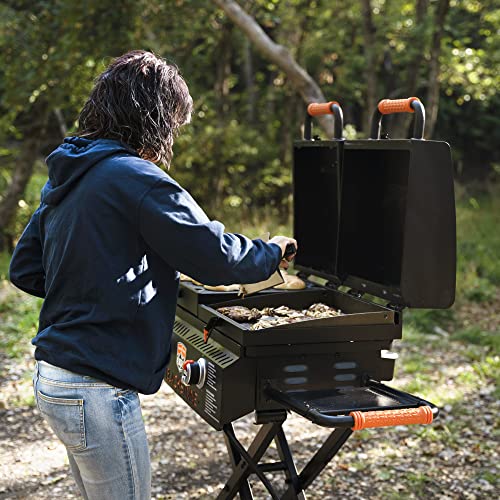 Blackstone 1550 On The Go Combo with Wheels, Legs Hood & Side Shelf Heavy Duty Flat Top Portable BBQ Griddle Grill Station for Kitchen, Camping, Outdoor, Tailgating, Black