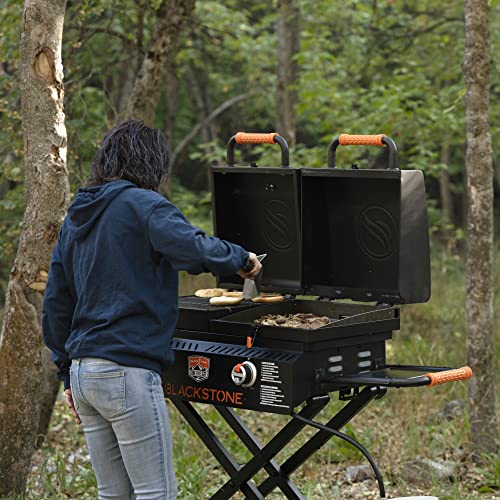 Blackstone 1550 On The Go Combo with Wheels, Legs Hood & Side Shelf Heavy Duty Flat Top Portable BBQ Griddle Grill Station for Kitchen, Camping, Outdoor, Tailgating, Black