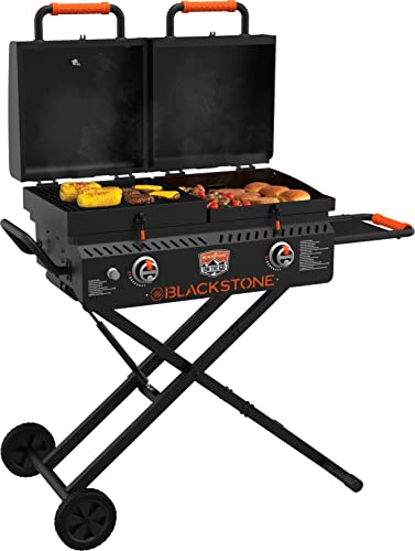 Blackstone 1550 On The Go Combo with Wheels, Legs Hood & Side Shelf Heavy Duty Flat Top Portable BBQ Griddle Grill Station for Kitchen, Camping, Outdoor, Tailgating, Black