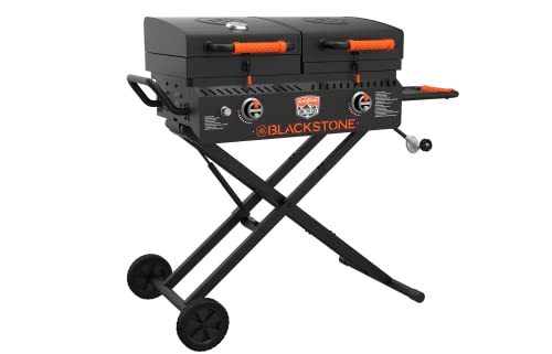 Blackstone 1550 On The Go Combo with Wheels, Legs Hood & Side Shelf Heavy Duty Flat Top Portable BBQ Griddle Grill Station for Kitchen, Camping, Outdoor, Tailgating, Black