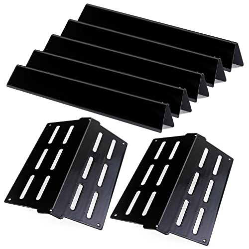 STCNADCR 2 Pack Heat Deflector& 5 Pack Flavorizer Bars Grill Replacement Parts for Weber Genesis 300 Series E310 E320 E330 S310 S320 S330 E-310 E-320 S-310 S-320，Porcelain-enameled