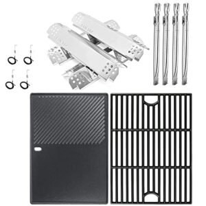 hisencn 304 stainless steel grill parts kit for home depot nexgrill 4 burner 720-0830h 720-0783e, 5 burner 720-0888n grill burner, heat plate, cooking grate and griddle grill replacement