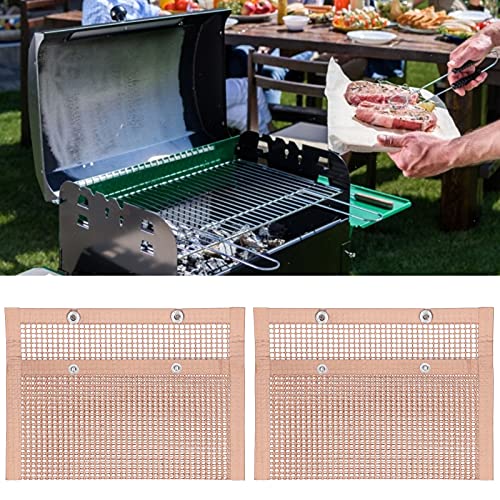 Vifemify 2pcs BBQ Mesh Bag High Temperature Resistant BBQ Bag 14x24cm Healthy and Environmental Friendly Non Toxic and Odourless