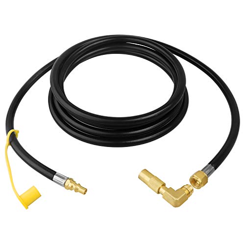 EXCELFU Propane Elbow Adapter Fitting with Extension Hose 12Ft RV Quick-Connect Kit for Blackstone 17"/22" Griddle