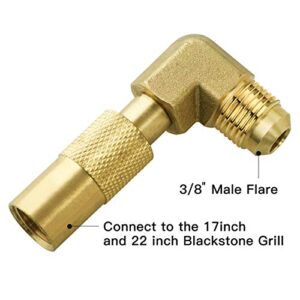 EXCELFU Propane Elbow Adapter Fitting with Extension Hose 12Ft RV Quick-Connect Kit for Blackstone 17"/22" Griddle