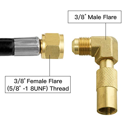 EXCELFU Propane Elbow Adapter Fitting with Extension Hose 12Ft RV Quick-Connect Kit for Blackstone 17"/22" Griddle