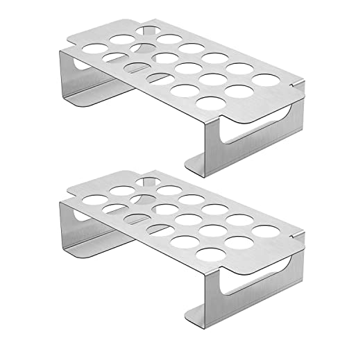 BTCDR Jalapeno Popper Grill Roasting Rack with Handle, Stainless Steel 18 Holes Capacity for Pepper Chili or Chicken Legs & Wings on Barbecue Smoker, BBQ and Oven, 2 Pack