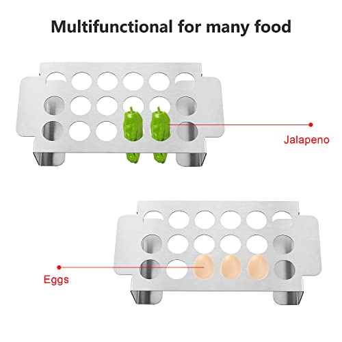 BTCDR Jalapeno Popper Grill Roasting Rack with Handle, Stainless Steel 18 Holes Capacity for Pepper Chili or Chicken Legs & Wings on Barbecue Smoker, BBQ and Oven, 2 Pack