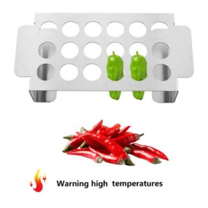 BTCDR Jalapeno Popper Grill Roasting Rack with Handle, Stainless Steel 18 Holes Capacity for Pepper Chili or Chicken Legs & Wings on Barbecue Smoker, BBQ and Oven, 2 Pack