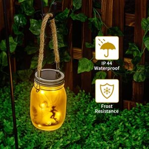 Solar Lantern Fairy Lights for Garden, 2 Pack Outdoor Hanging Mason Jar Lanterns, Decorations for Yard, Garden, Patio, Table