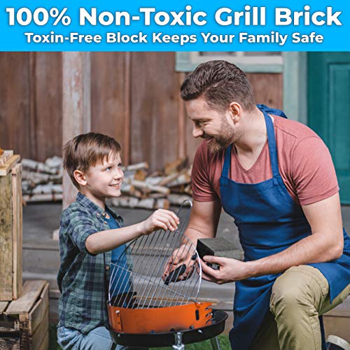 Heavy Duty, Non-Toxic Black Grill Brick Cleaner 4 Pack Reusable Chemical Free BBQ Pumice Cleaning Block for Flattops, Grills and Griddles. Non Scratch Grillstone is the Perfect Barbecue Scouring Tool