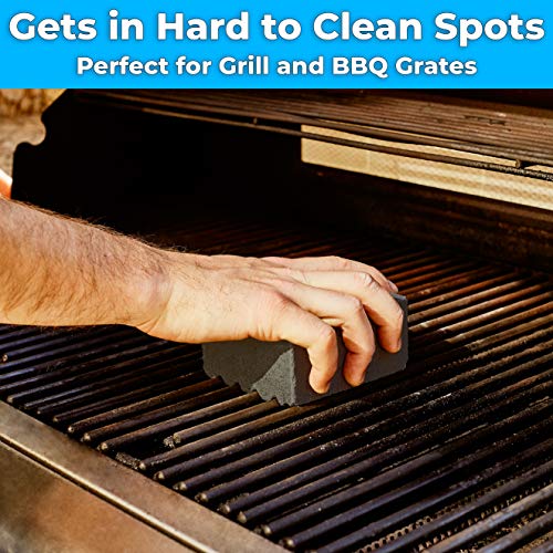 Heavy Duty, Non-Toxic Black Grill Brick Cleaner 4 Pack Reusable Chemical Free BBQ Pumice Cleaning Block for Flattops, Grills and Griddles. Non Scratch Grillstone is the Perfect Barbecue Scouring Tool