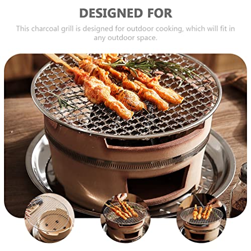 Happyyami Mini Charcoal Grill Pottery Clay Charcoal Stove Portable Barbecue Stove Japanese Grill Yakitori Grill Tabletop BBQ Grill for Hot Pot Outdoor Camping