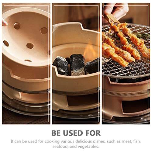 Happyyami Mini Charcoal Grill Pottery Clay Charcoal Stove Portable Barbecue Stove Japanese Grill Yakitori Grill Tabletop BBQ Grill for Hot Pot Outdoor Camping