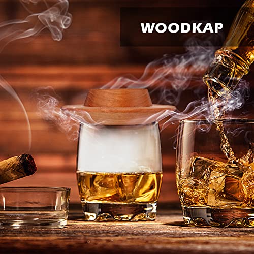 Woodkap Cocktail Smoker Kit with Cherry Wood Chips, Old Fashioned Drink Smoker Infuser Kit, Aged and Charred Smoker for Smoke Infusion in Cocktail, Whiskey, Bourbon - Whiskey Gifts for Men