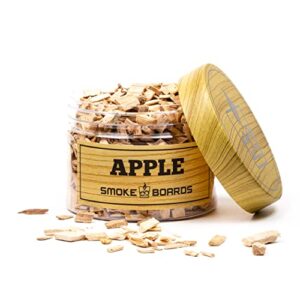 smoke boards apple wood chips - 10 ounces perfect for cocktail smoking chips, smoke infuser, 10 oz. of large premium wood chips
