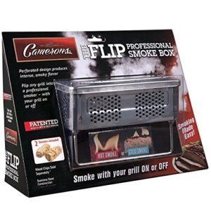 The Flip Professional Hot & Cold Smoker Box - Patented BBQ Grill Smoke Box for Gas or Charcoal Grill w Firestarters - Infuse Smoky Wood Flavor in Meal - Great Fathers Day Gift & Grilling Gifts for Men