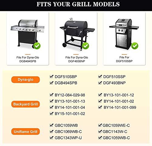 WALBZS 15 Inch Grill Heat Plates Shields for Dyna-glo DGF510SBP, DGB610SSP, DGF493BNP, DGF510SSP, Backyard BY13-101-001-13, Uniflame GBC1059WB, Porcelain Steel Grill Replacement Parts,Set of 4