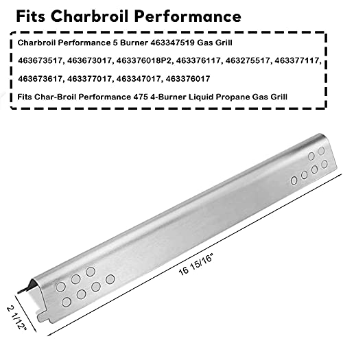 Uniflasy Replacement Parts Kit for Charbroil Performance 5 Burner 463347519, 475 4 Burner 463347017, 463673017, 463376018P2, Heat Plate Tent Shield, Grill Burner Pipe, Adjustable Crossover Tube