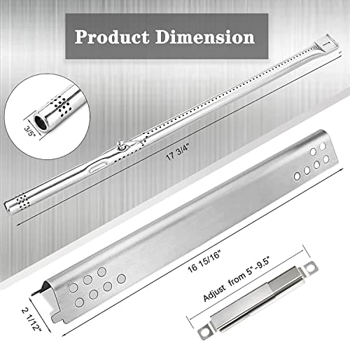 Uniflasy Replacement Parts Kit for Charbroil Performance 5 Burner 463347519, 475 4 Burner 463347017, 463673017, 463376018P2, Heat Plate Tent Shield, Grill Burner Pipe, Adjustable Crossover Tube