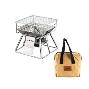 campingmoon small size stainless steel portable tabletop charcoal grill with carry bag x-mini