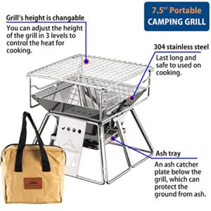 CAMPINGMOON Small Size Stainless Steel Portable Tabletop Charcoal Grill with Carry Bag X-MINI