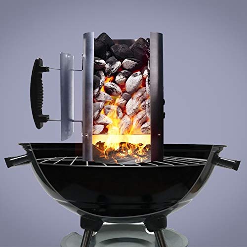 JAHH Grill Barbecue BBQ Galvanized Steel Chimney Lighter Basket Outdoor Cooking Quick Rapid Fire Briquette Charcoal Starters Can Cani