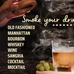 THE SOCIAL Cocktail Smoker Kit - with Torch and Wood Chips for Whiskey, Bourbon, Old Fashioned, Manhattan, infuse your favorite cocktails and wine. Perfect for entertaining and gifting!