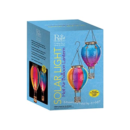 Hot Air Balloon Solar Lantern Sm Rainbow Purple Glass