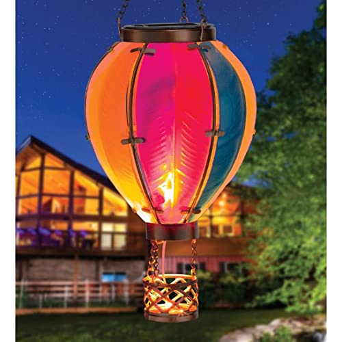 Hot Air Balloon Solar Lantern Sm Rainbow Purple Glass