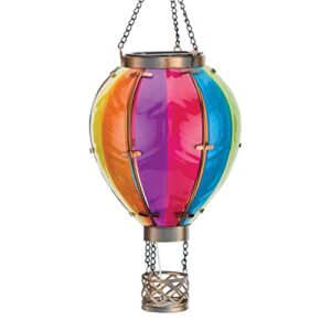 Hot Air Balloon Solar Lantern Sm Rainbow Purple Glass