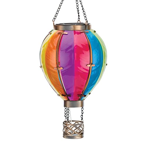 Hot Air Balloon Solar Lantern Sm Rainbow Purple Glass