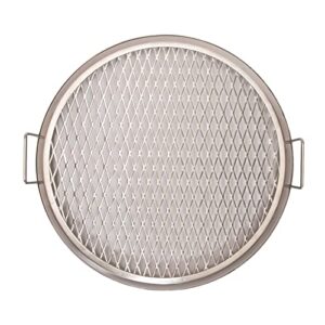 dragonfire stainless steel grill grate - 19" diameter round campfire grate made with two side handles, heavy-duty metal, and rhombic grill mesh design