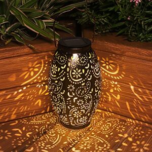 ANTING Solar Lantern Lights Outdoor Hanging Garden Solar Lanterns with Handle LED Light Waterproof Solar Powered Retro Metal Lanterns Decorative for Table Patio Yard Pathway Courtyard Porch