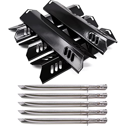 Adviace Grill Replacement Part for DynaGlo DGF510SBP, DGF493BNP, 5 Pack Heat Plate Shields & Burner Tubes Repair Kit for Backyard Grill BY13-101-001-12, BY15-101-001-02, GBC1461W and Other Models.