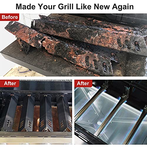 Adviace Grill Replacement Part for DynaGlo DGF510SBP, DGF493BNP, 5 Pack Heat Plate Shields & Burner Tubes Repair Kit for Backyard Grill BY13-101-001-12, BY15-101-001-02, GBC1461W and Other Models.