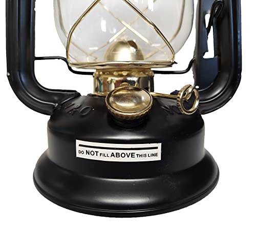 V&O 210-21000 Pathfinder Brass Trim Oil Lantern, Black