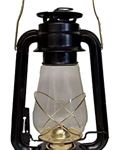 V&O 210-21000 Pathfinder Brass Trim Oil Lantern, Black