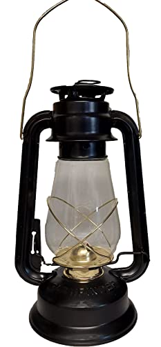 V&O 210-21000 Pathfinder Brass Trim Oil Lantern, Black