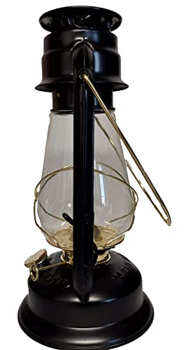 V&O 210-21000 Pathfinder Brass Trim Oil Lantern, Black