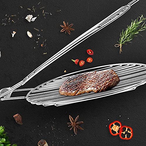 JAHH 1PC Stainless Steel Barbecue BBQ Grill Basket Double Fish Grilling Basket for Outdoor Cooking