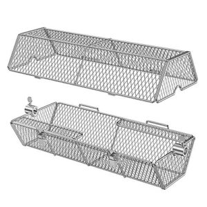 Skyflame Stainless Steel Round Tumble Rotisserie Grill Basket for Partitioned Food Grilling - Fits for 5/16 Inch Square, 3/8 Inch Square, 3/8 Inch Hexagon, 1/2 Inch Hexagon Spit Rods